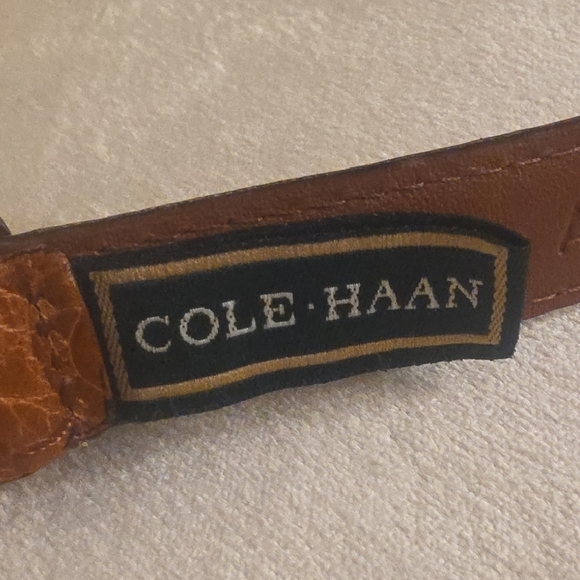 Cole Haan Cognac Brown Leather Belt with Stainless Steel  Buckle 1 Inch Tick main image 10